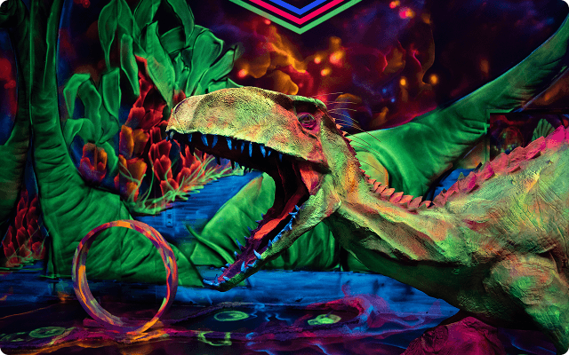 Eine Lasertag-Arena mit Graffitti-Applikationen